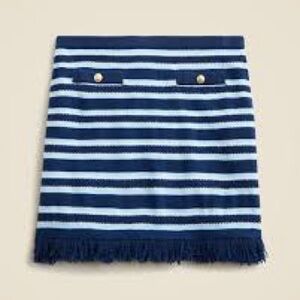 J.Crew Cashmere Striped Fringe Mini Skirt Navy‎ Blue Size M